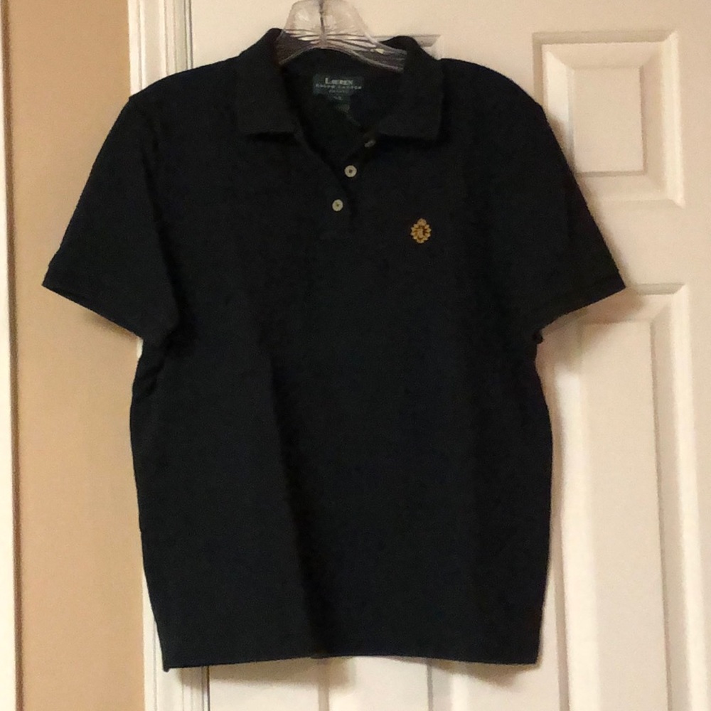 RL Women’s Black Crest Button Front Top